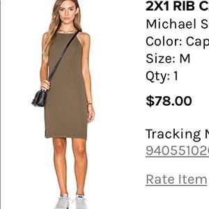 Olive ribbed tank dress